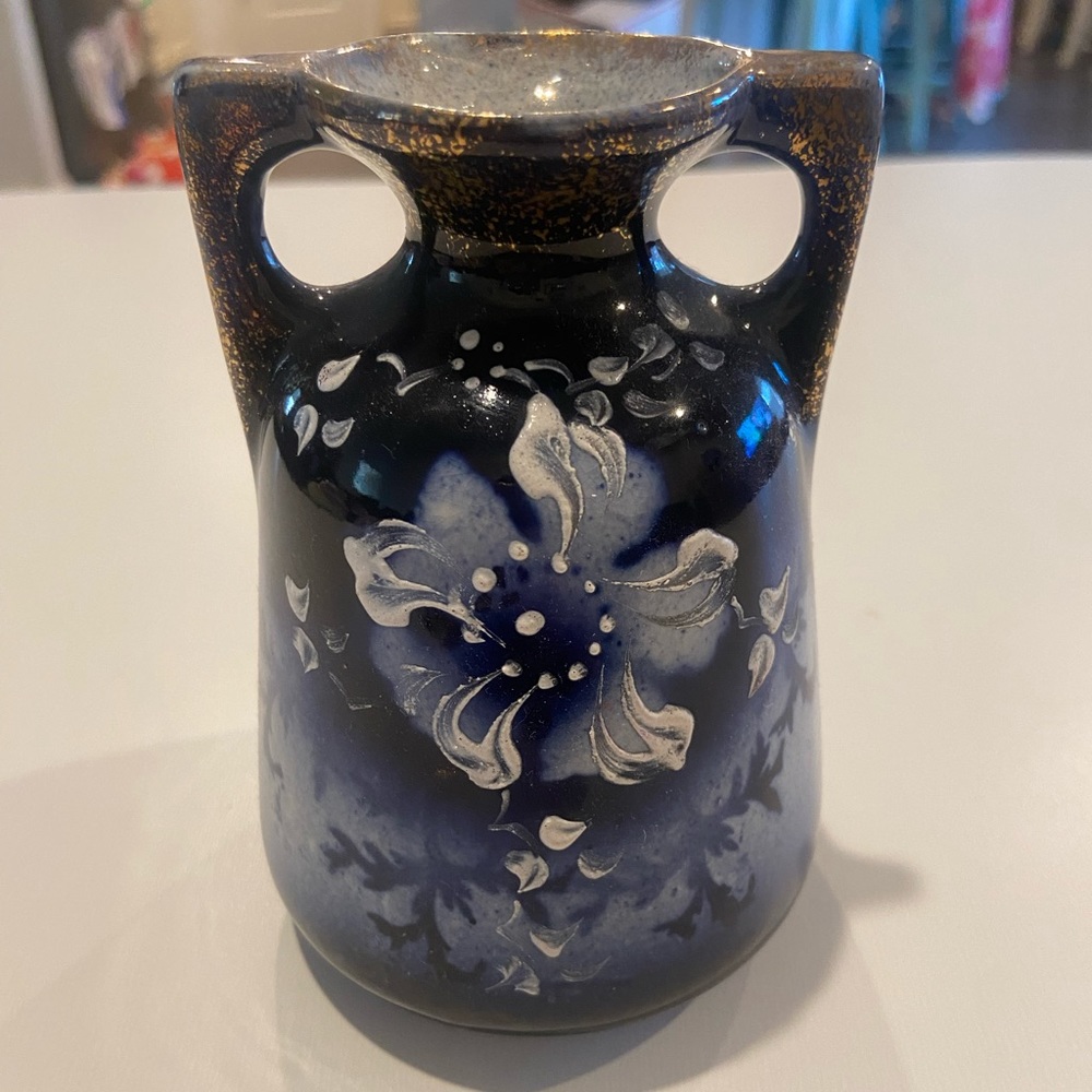 Vintage Blue Hand Painted Bud Vase